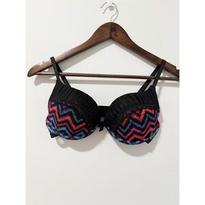 Tarea Bra Womens 34C Multi Color Chevron Push Up Pleated